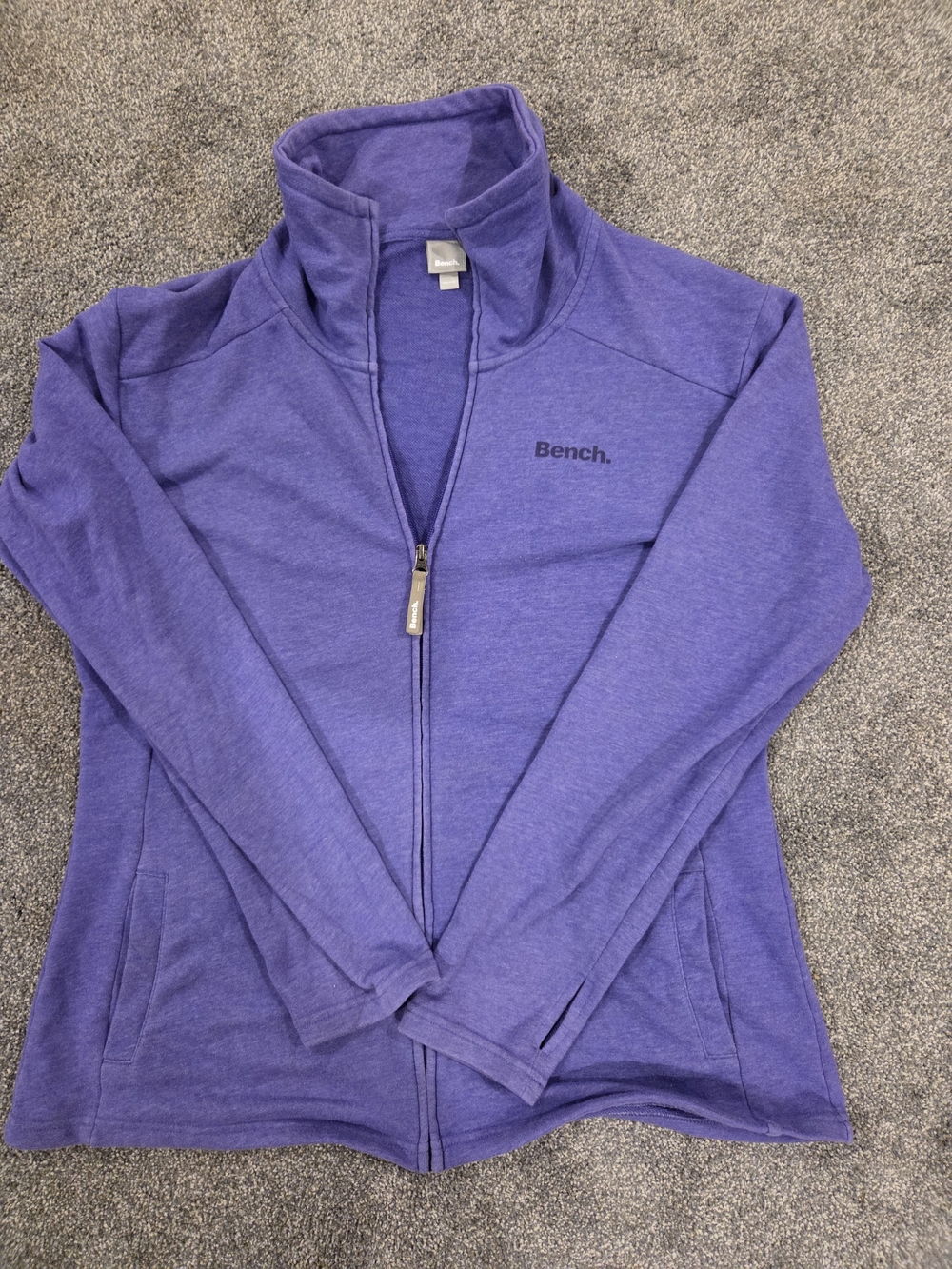 Bench Full Zip High Neck Sweatshirt Jacket Purple Thumbholes Size XXL